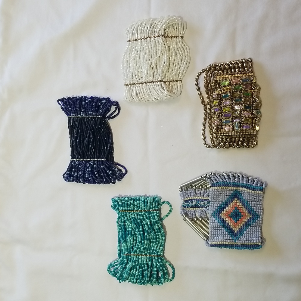 Elastic beaded cuff bracelet lot (5)